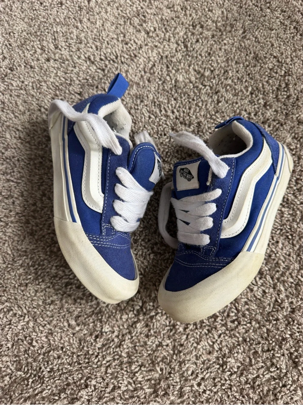 Vans Knu Skool Royal Blue White Canvas Suede Sneakers Kids Size 1.0